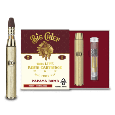 Big Chief Papaya Bomb Live Resin Cartridge & Battery 1g indica