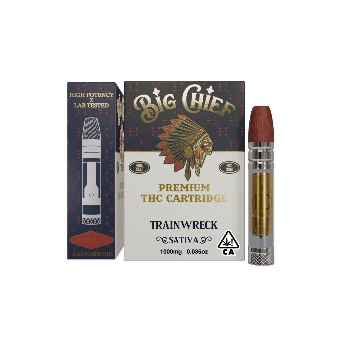 Big chief carts price example, the Trainwreck 1g cartridge in retail packaging